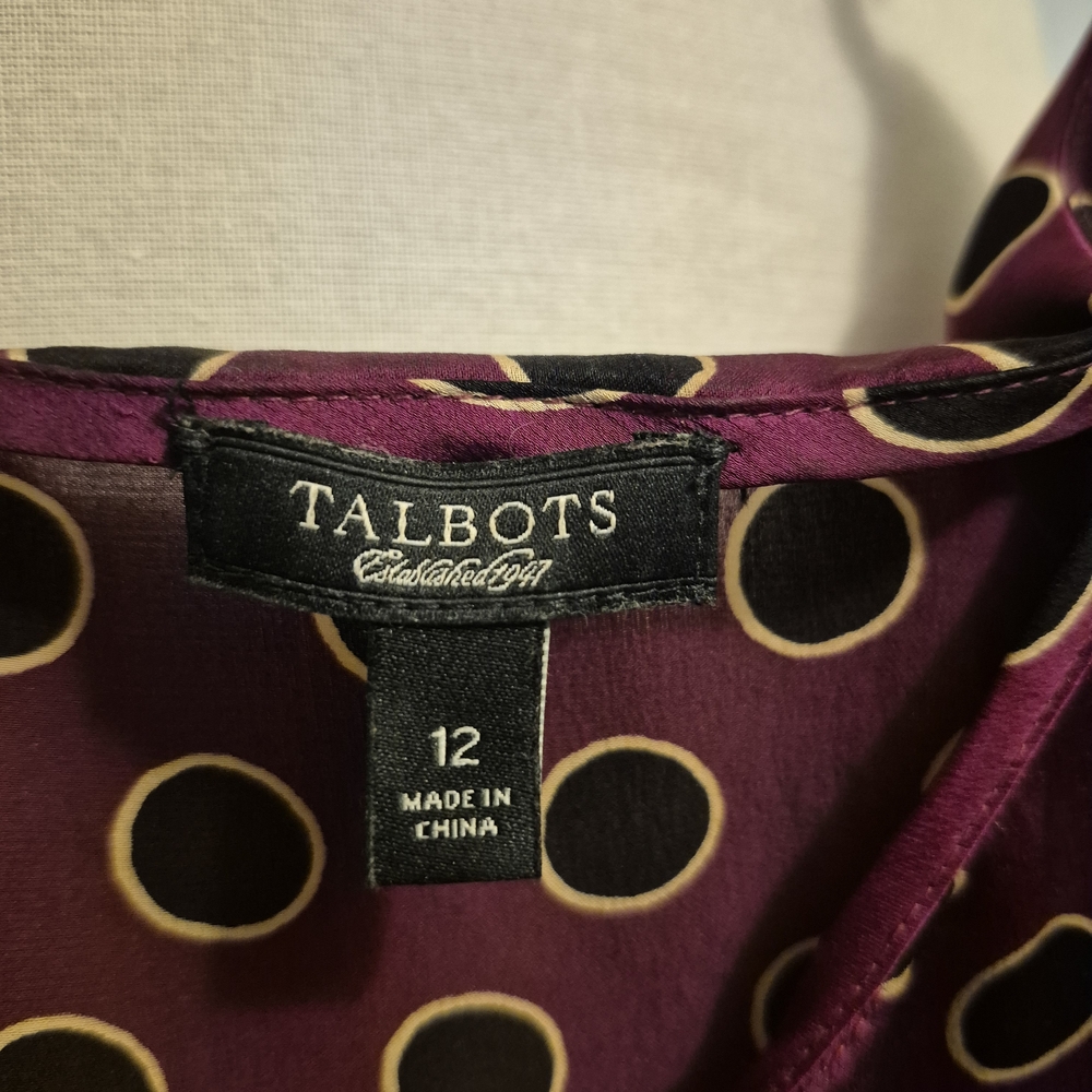 Talbots Maroon Polka Dot Blouse